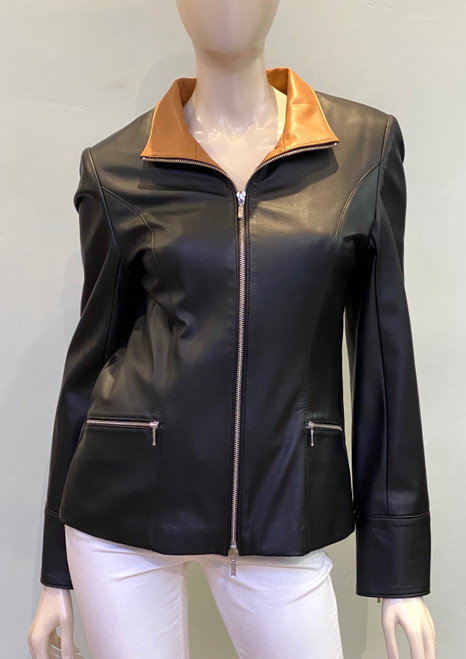 Augustina's Katie Leather Jacket in Black/Vintage
