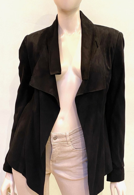 Lyn Leather Raelynne Suede Shirt Jacket in Black, Size 8