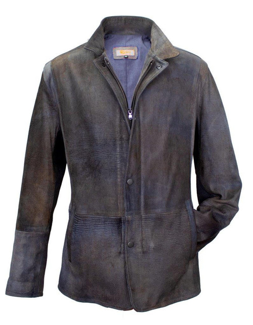 Remy Men’s Leather Denim Jacket in Denim, Size 50