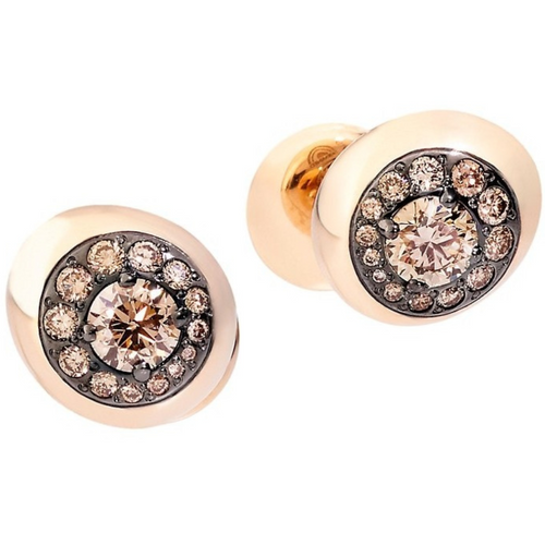 Pomellato Nuvola 18K Rose Gold Brown Diamond Stud Earrings