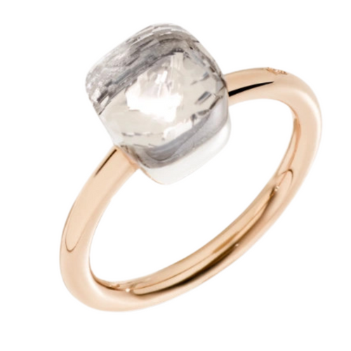 Pomellato Nudo 18K Rose and White Gold White Topaz Petit Ring