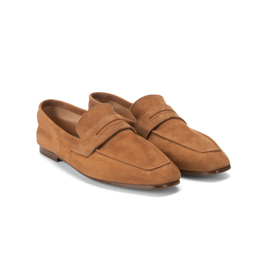 Sophique Milano Essenziale Classic Suede Loafer in Cognac