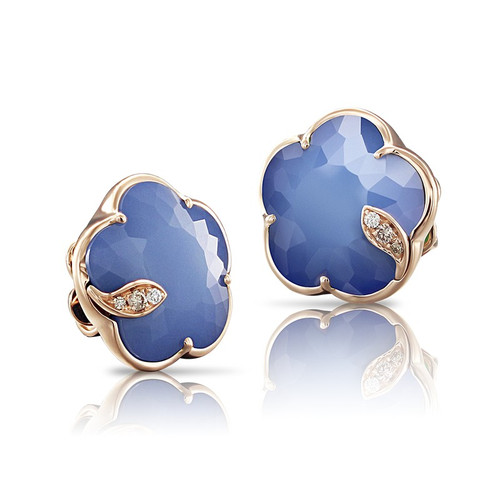 Pasquale Bruni 18K Rose Gold Petit Joli Stud Earrings with Blue Moon and Diamonds
