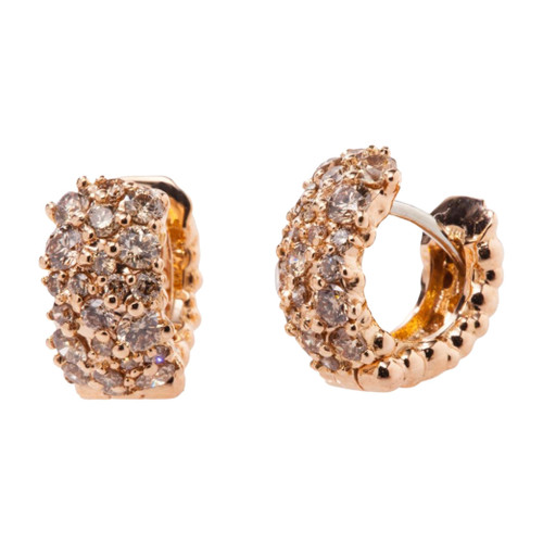 Paul Morelli 18K Pink Gold Small Confetti Snap Hoop Earrings with Champagne Diamonds