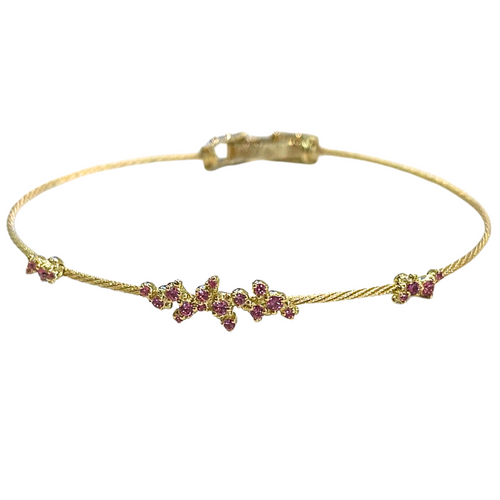 Paul Morelli 18K Yellow Gold Single Confetti Unity Bracelet with Pink Sapphires