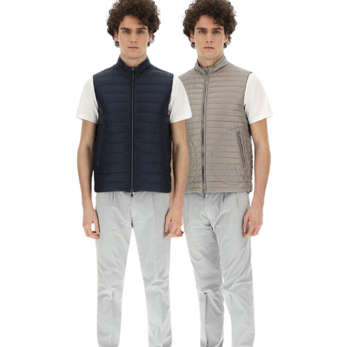 Herno Men's Nylon Ultralight Reversible Waistcoat in Blue Navy