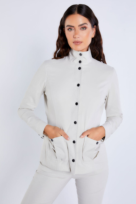 Anatomie Jane Saira Jacket With Snaps in Stone, Size X-Large