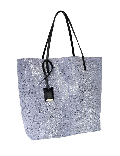 Linde Gallery St. Barth Gouverneur Galuchat Printed Suede Bag in Lavande, Medium