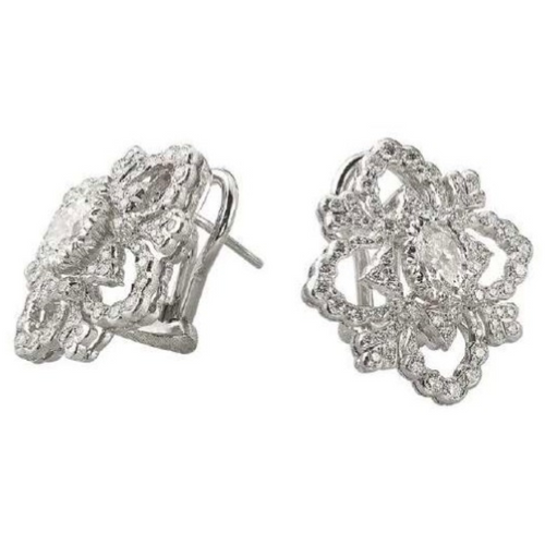 Buccellati Opera High Jewelry 18K White Gold Earrings with Diamonds (One of a Kind)