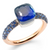 Pomellato Nudo 18K Rose and White Gold London Blue Topaz with Lapis Lazuli Petit Ring, Size 55