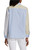 Lafayette 148 New York Cotton Color Block Oversized Stripe Shirt in Cool Blue Multi/White/Buff, Size Medium