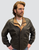 Remy Men's Leather Double Collar Bomber Jacket in Peat/Timber