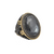 Armenta 18K Yellow Gold and Blackened Sterling Silver Hematite/White Quartz Doublet Oval Ring, Size 7
