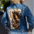 Augustina Leathers Designer Embellished Denim Jacket - Denim with Brown, Size Medium