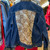 *LIMITED EDITION* Augustina Leathers Designer Embellished Denim Jacket - Denim with Tan Icons, Size Large