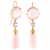 *RESERVE TODAY* Sylva & Cie. 18K Yellow Gold Pink Quartz & Pink Opal Drops with Grey Diamonds