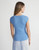 Lafayette 148 New York Finespun Voile Ribbed Cap Sleeve Top in Sky Blue, Size X-Small