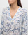 120% Lino Floral Print V-Neck Top Linen Top in Blue Print, Size 44