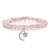 Sydney Evan Two Tone Gold & Diamond Moon & Star Charm Duo on Mystic Pink Grapolite Faceted Rondelle Bead Bracelet, Size Small