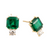 *VIRTUAL TRUNK SHOW* Sylva & Cie. 18K Yellow Gold Zambian Emerald Earrings with Cushion Diamond Top