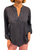 120% Lino 3/4 Sleeve V-Neck Top in Navy Blue 120% Lino 3/4 Sleeve V-Neck Top in Navy Blue