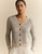 Lafayette 148 New York Metallic Linen-Silk Pointelle Cardigan in Smoked Taupe Multi, Size Small