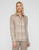Lafayette 148 New York Diffused Houndstooth Print Silk Twill Button Blouse in Hickory Multi, Size Small