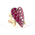 Sylva & Cie. 18K Yellow Gold & Sterling Silver Reclaimed Ruby Heart Ten Table Ring, Size 8