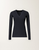 Fabiana Filippi Long Sleeve V-Neck Ribbed Jersey T-Shirt in Midnight Blue, Size 46