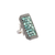 Sylva & Cie. 18K White Gold/Sterling Silver Ten Table Ring with Diamonds and Paraiba Tourmaline, Size 7.75