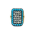 Sylva & Cie. 18K Yellow Gold Turquoise and Old Euro Ten Table Short Ring, Size 7.5