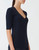Fabiana Filippi Elbow Sleeve Scoop Neck Ribbed T-Shirt in Midnight Blue, Size 42