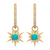 Three Stories Jewelry 14K Yellow Gold Tiny Love Explosion Turquoise Charms (Pair)