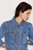 LAMARQUE Carolina D Ruffle Sleeve Denim Jacket in Mid Blue Wash