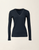 Fabiana Filippi Ribbed Cotton V-Neck T-Shirt with Tulle Trim in Midnight Blue