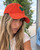Kerri Rosenthal KR Imperfect Velvet Heart Hat in Tomato