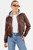 *ORDER TODAY* LAMARQUE Candace Leather Bomber Jacket in Chocolate Brown/Heather Grey