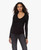 Majestic Filatures Soft Touch Long Sleeve V-Neck Top in Black, Size 3