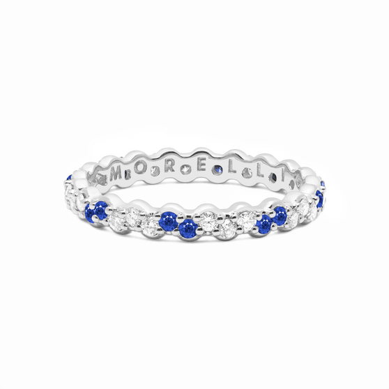 *PRE-ORDER* Paul Morelli 18K White Gold Shift Pinpoint Sapphire and Diamond Eternity Ring