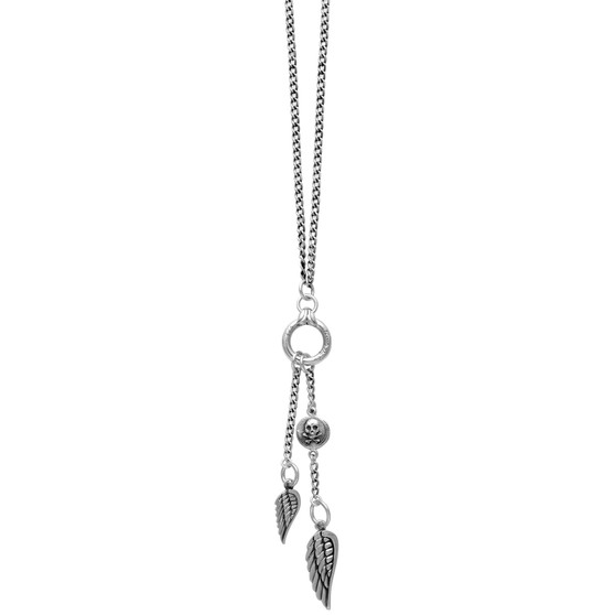 *PRE-ORDER* King Baby Studio Fine Curb Link Necklace with Double Wing Drops, 24"