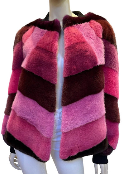 Augustina's Multi-Colored Mink Fur Bomber Jacket, Size Medium