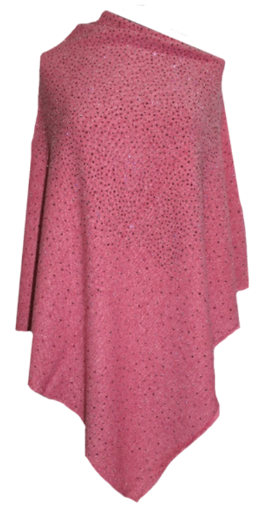 *PRE-ORDER* Augustina's Sparkle Embellished Asymmetrical Poncho in Watermelon
