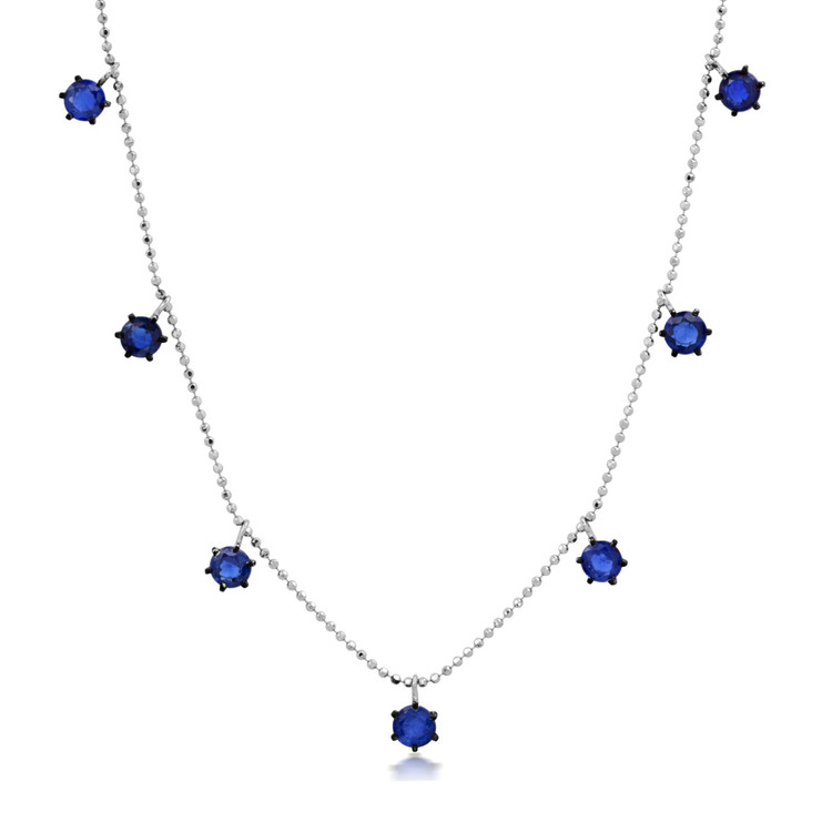 *PRE-ORDER* Graziela Gems 18K White Gold Blue Sapphire Floating Diamond Necklace