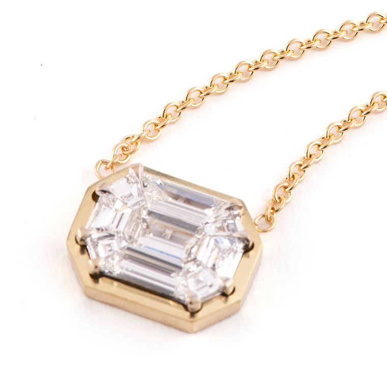 *RESERVE TODAY* Sylva & Cie. 18K Yellow Gold Mosaic Diamond Pendant on Chain Necklace, 18"
