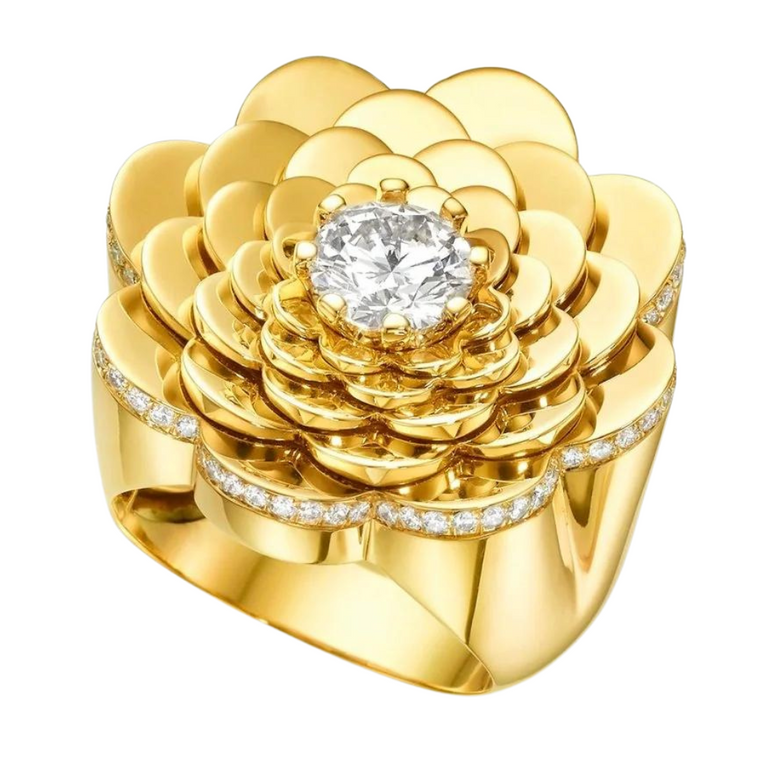 Cadar Yellow Gold Trio Cocktail Ring with White Diamonds