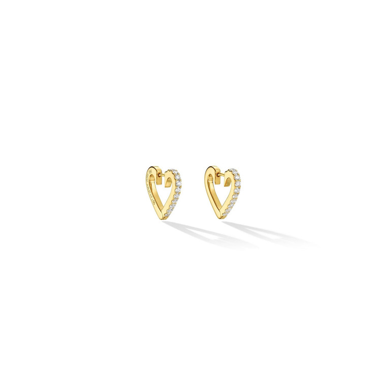 Cadar Small Yellow Gold Endless Hoop Earrings with White Diamonds