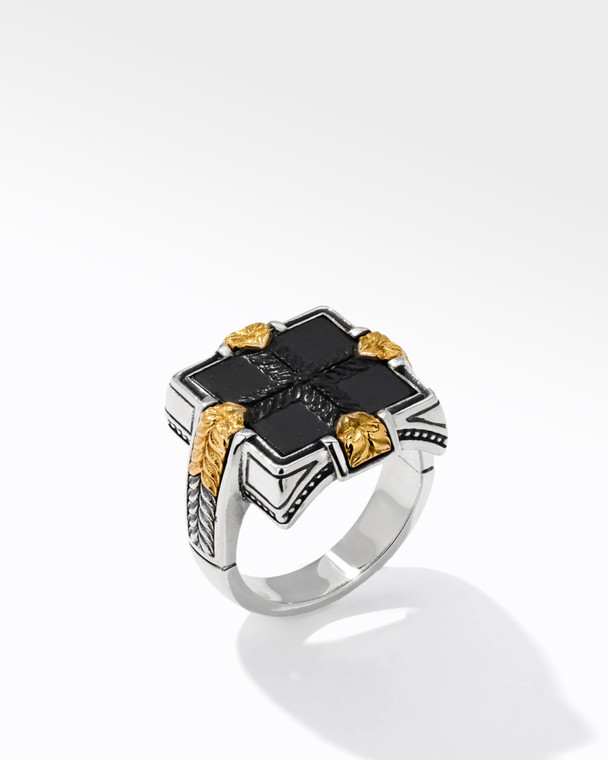 *VIRTUAL TRUNK SHOW* Konstantino Sterling Silver & 18K Gold Laurel Ring with Onyx