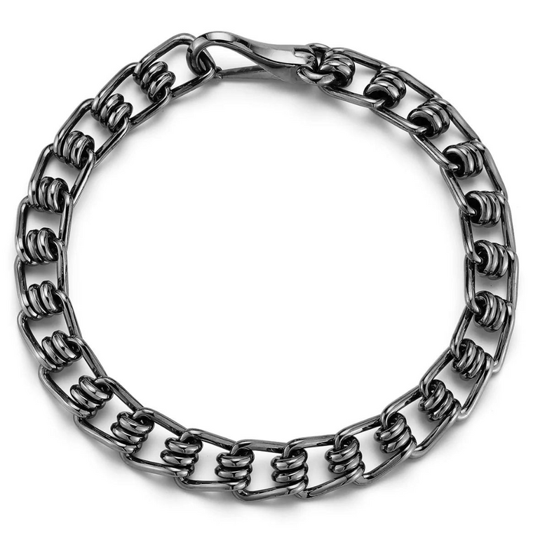 *RESERVE TODAY* Walters Faith Men's Huxley Black Sterling Silver and Black Rhodium Coil Link Bracelet