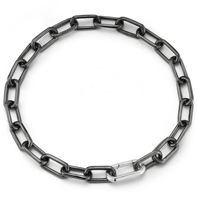 *RESERVE TODAY* Walters Faith Men's Saxon Black Rhodium Link Bracelet with Elongated Sterling Silver Spring Loaded Clasp