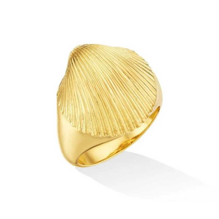 Cadar 18K Yellow Gold Shell Pinky Ring, Size 4